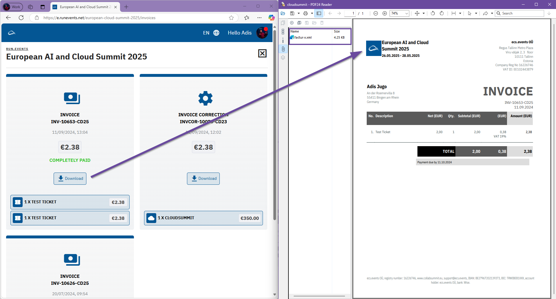 E Invoice 12 27 59 Cloudsummit PDF24 Reader